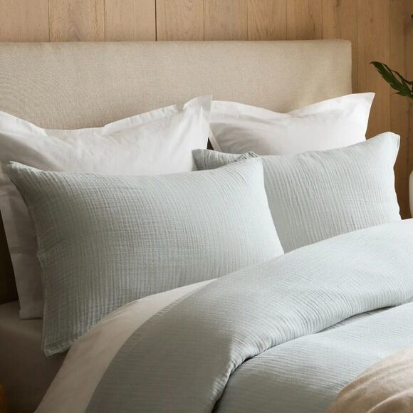 Quince Organic Airy Gauze Sham Set Standard Mist NWOT - Picture 3 of 8